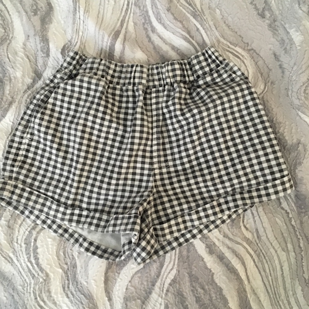 High Waisted Gingham Rolled Hem Shorts